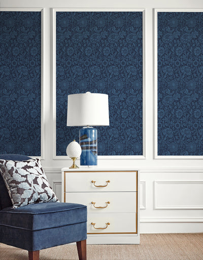 product image for Tonal Floral Trail Wallpaper in Marine Blue 59