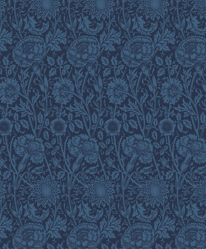 media image for Tonal Floral Trail Wallpaper in Marine Blue 241