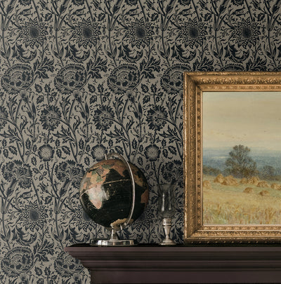 product image for Tonal Floral Trail Wallpaper in Taupe & Ebony 3