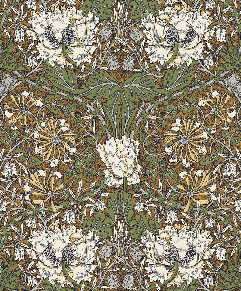 media image for Ogee Flora Wallpaper in Dijon & Sage 226