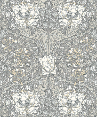 product image of Ogee Flora Wallpaper in Stone Grey & Desert Sand 586