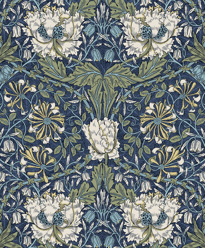 product image of Ogee Flora Wallpaper in Indigo Dye & Thyme 534