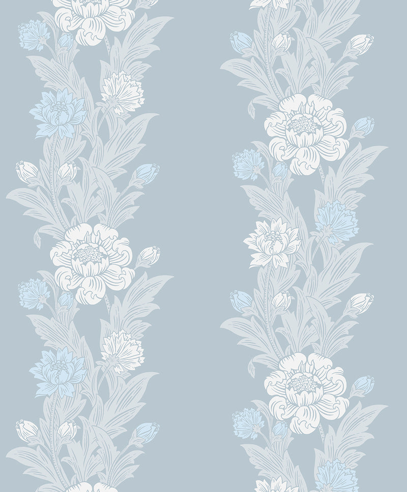 media image for Blooming Stripe Wallpaper in Baby Blue 281