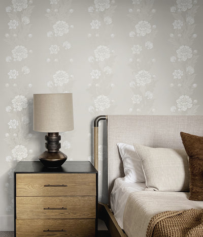 product image for Blooming Stripe Wallpaper in Metallic Pearl 38