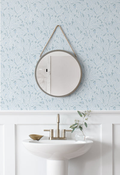 product image for Leaf and Berry Wallpaper in Powder Blue 93