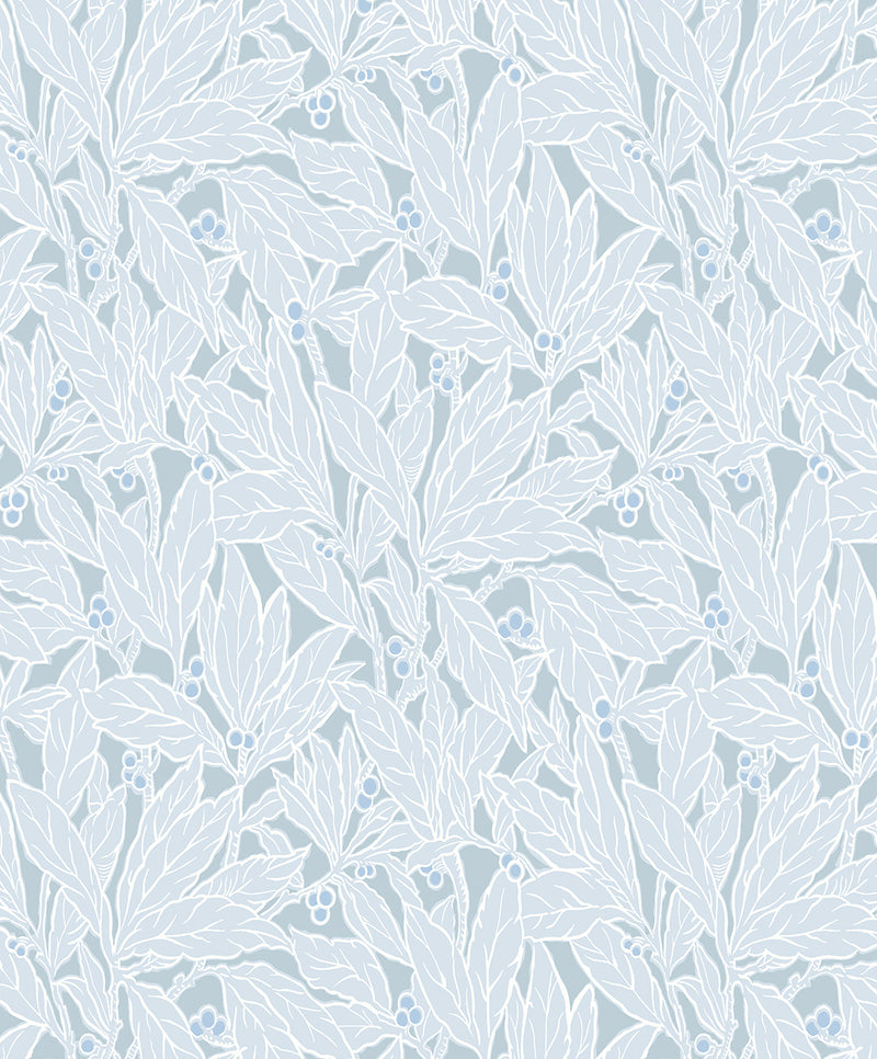 media image for Leaf and Berry Wallpaper in Powder Blue 291