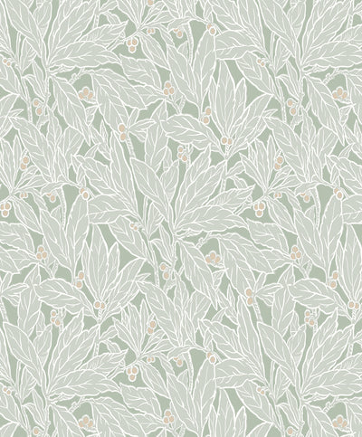 product image of Leaf and Berry Wallpaper in Spearmint 594