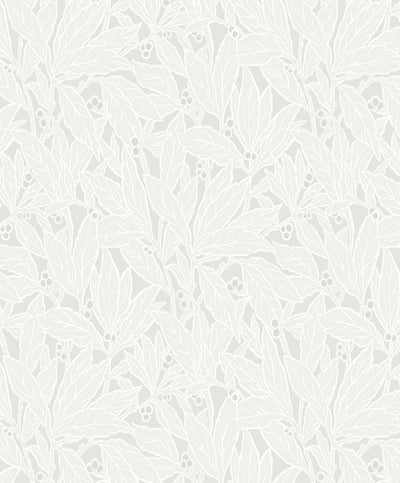 product image for Leaf and Berry Wallpaper in Dove & Metallic Pearl 29