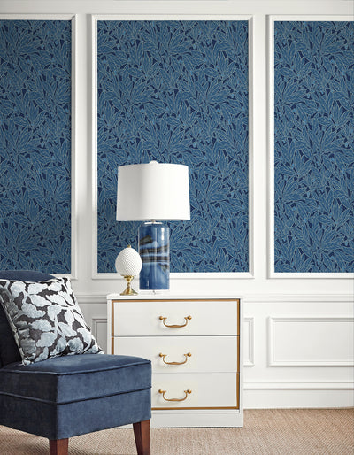 product image for Leaf and Berry Wallpaper in Marine Blue 6