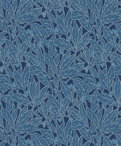 product image of Leaf and Berry Wallpaper in Marine Blue 520