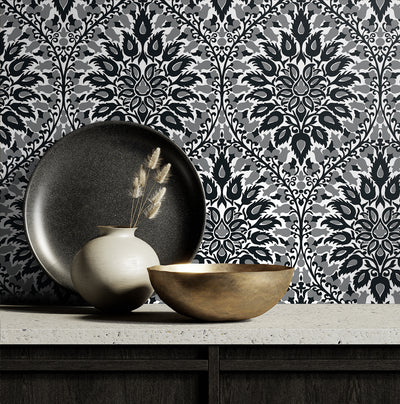 product image for Luna Ogee Wallpaper in Ebony & Argos Grey 83