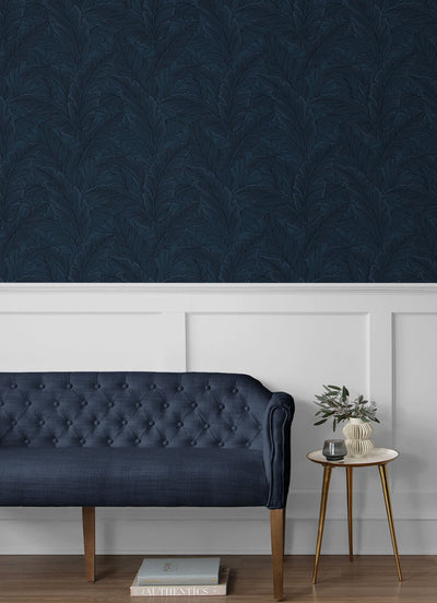 product image for Gulf Tropical Leaves Wallpaper in Navy Blue 38