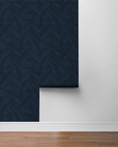 product image for Gulf Tropical Leaves Wallpaper in Navy Blue 60