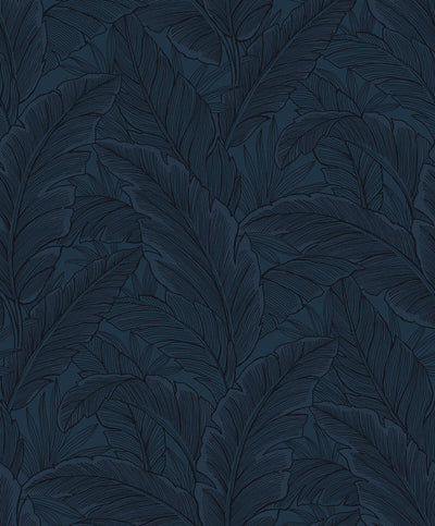 product image for Gulf Tropical Leaves Wallpaper in Navy Blue 51