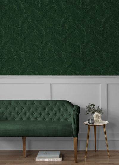 product image for Gulf Tropical Leaves Wallpaper in Forest Green 65