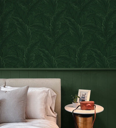 product image for Gulf Tropical Leaves Wallpaper in Forest Green 22