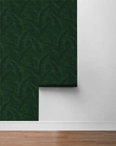 product image for Gulf Tropical Leaves Wallpaper in Forest Green 99