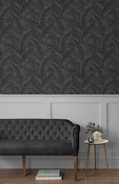 product image for Gulf Tropical Leaves Wallpaper in Slate Grey 22