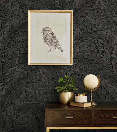 product image for Gulf Tropical Leaves Wallpaper in Slate Grey 59