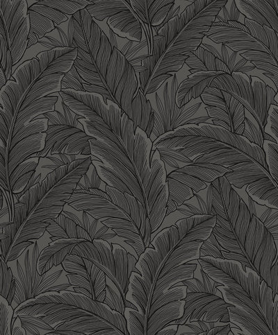 product image of Gulf Tropical Leaves Wallpaper in Slate Grey 516