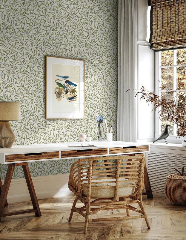 media image for Willow Leaves Wallpaper in Sprig Green 263