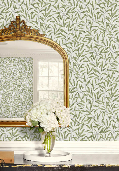 product image for Willow Leaves Wallpaper in Sprig Green 89