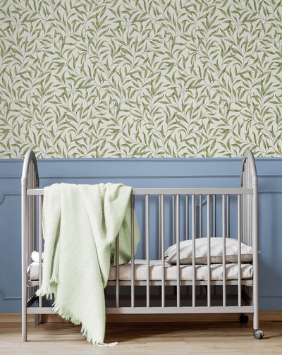 product image for Willow Leaves Wallpaper in Sprig Green 40