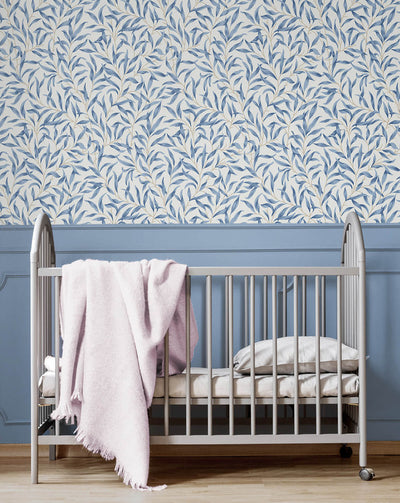 product image for Willow Leaves Wallpaper in Blue Lake 45