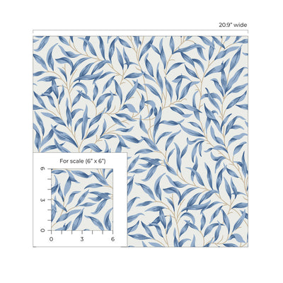 product image for Willow Leaves Wallpaper in Blue Lake 28