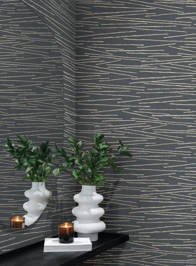 product image for Line Horizon Wallpaper in Charcoal 56