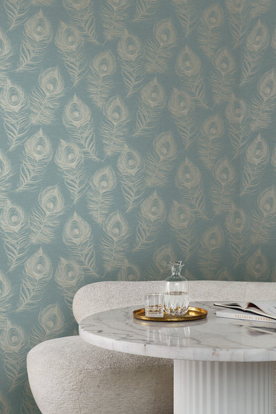 product image for Regal Peacock Wallpaper in Dark Teal 71