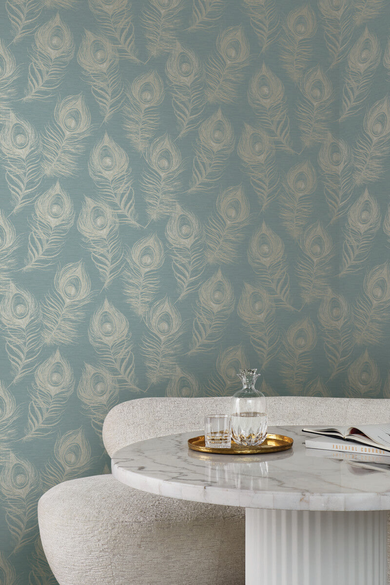 media image for Regal Peacock Wallpaper in Dark Teal 248