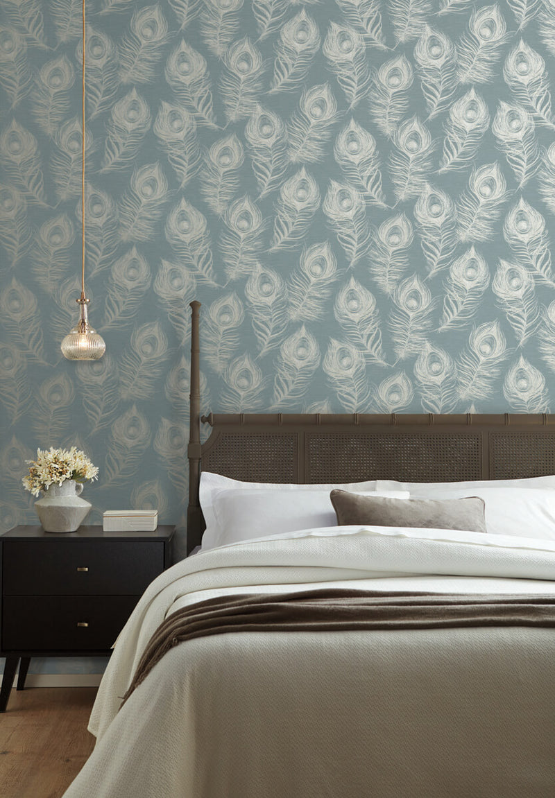 media image for Regal Peacock Wallpaper in Dark Teal 20