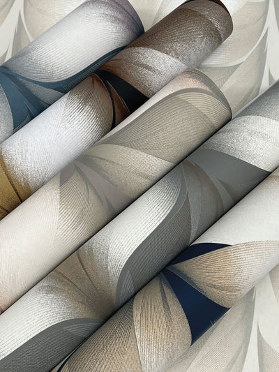 product image for Lotus Light Stripe Wallpaper in Steel 10