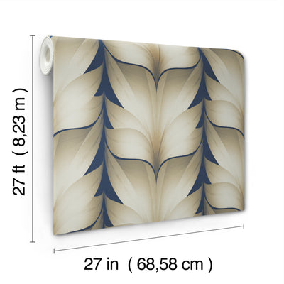 product image for Lotus Light Stripe Wallpaper in Navy 61