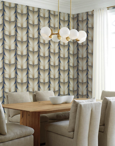 product image for Lotus Light Stripe Wallpaper in Navy 99