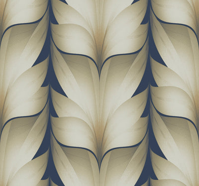 product image of Lotus Light Stripe Wallpaper in Navy 578