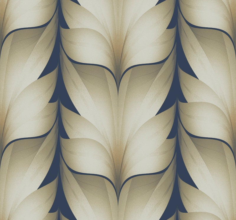 media image for Lotus Light Stripe Wallpaper in Navy 224