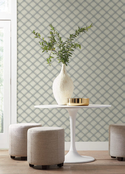 product image for Bayside Basket Weave Wallpaper in Smokey Blue 97