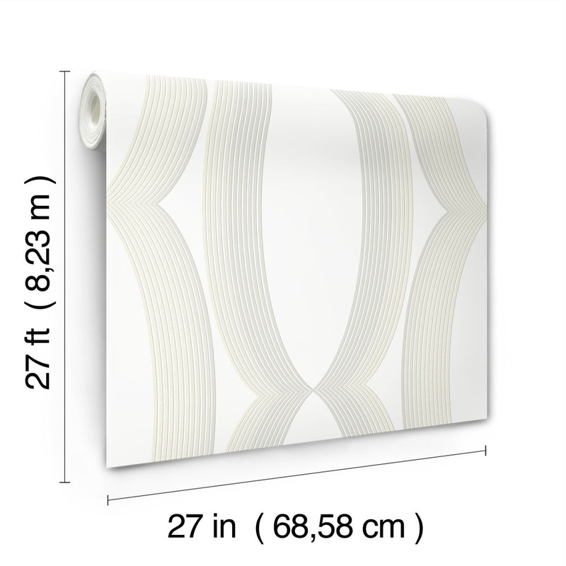 media image for Progression Ogee Wallpaper in White 246