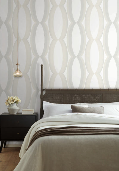 product image for Progression Ogee Wallpaper in White 24