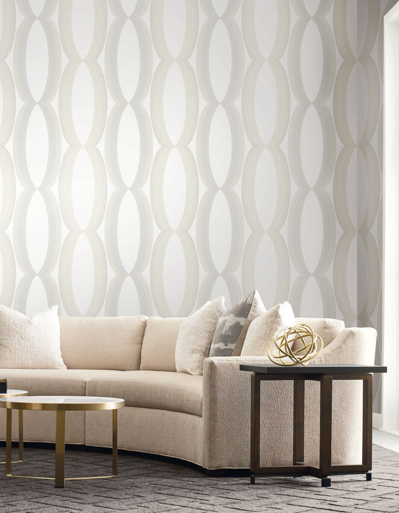 media image for Progression Ogee Wallpaper in White 214