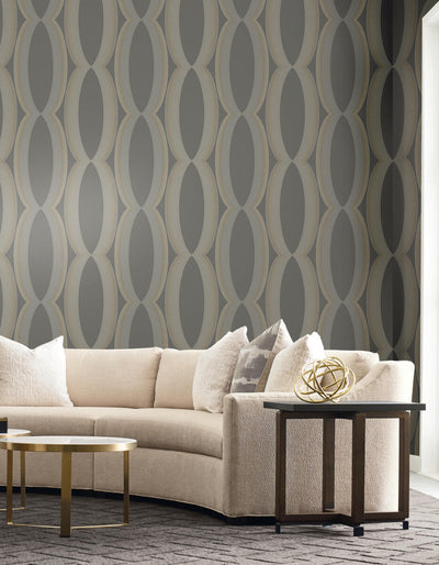 product image for Progression Ogee Wallpaper in Charcoal 32