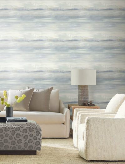 product image for Soothing Mists Scenic Wallpaper in Blue Oasis 1