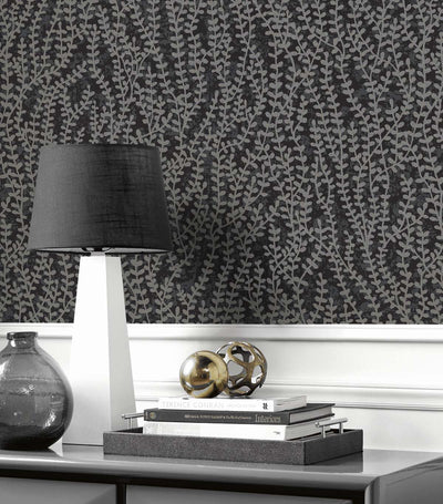 product image for Seaweed Beaded Branches Wallpaper in Silver Glass 6