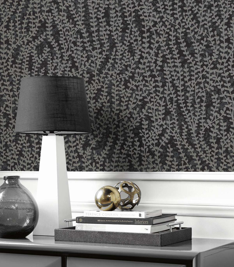 media image for Seaweed Beaded Branches Wallpaper in Silver Glass 269