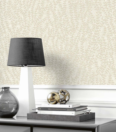 product image for Seaweed Beaded Branches Wallpaper in Off White Satin 3