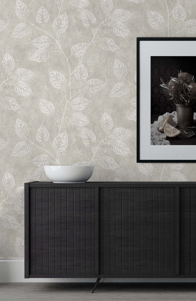 product image for Branch Trail Silhouette Wallpaper in Grey Taupe 76