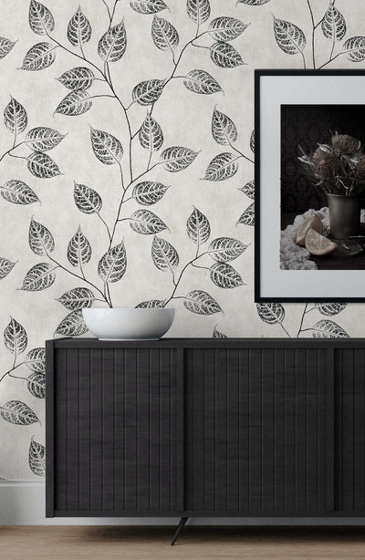 product image for Branch Trail Silhouette Wallpaper in Black and White 83