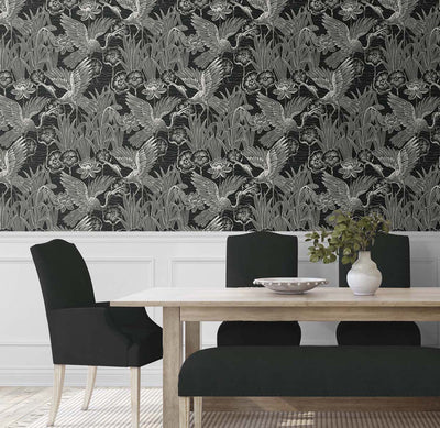 product image for Marsh Cranes Wallpaper in Midnight 47